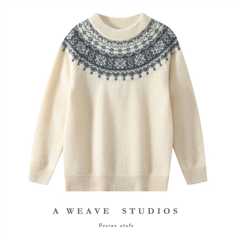 2025秋冬百搭时尚简约费尔岛针织羊绒衫，童装儿童羊绒衫，联起羊绒