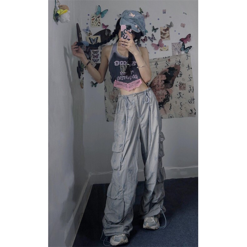 【网图有货】竖条纹星星工装裤男hiphop裤子高街宽松B356CC-特P55，男装工装外套，星座1007（原301D）
