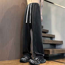 港风重工绣花华棉拖地裤宽松休闲长裤男K23313-P55，男装休闲裤，星座717