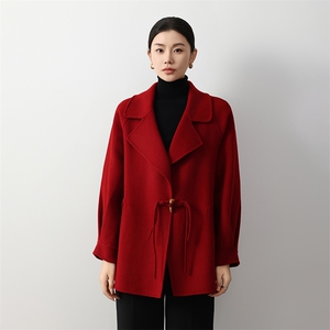 设计款短款双面羊毛大衣女2024秋冬新款双面呢大衣，女装双面呢大衣，众策羊绒