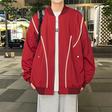 外套男女款放光条复古棒球服秋季情侣潮牌飞行夹克JK0238-P73，男装夹克，星座308B-2