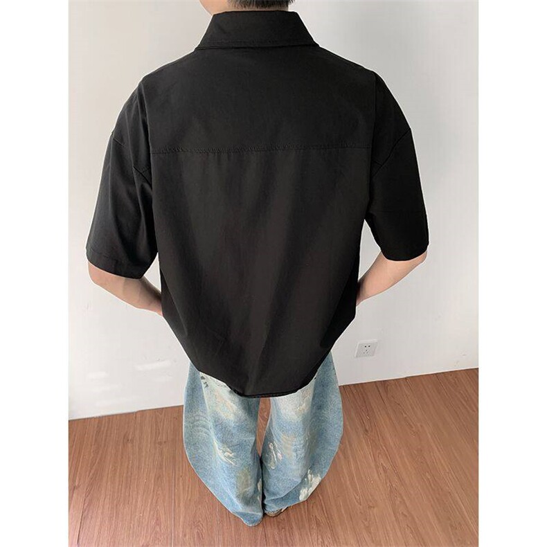抖音得物二开高品质25夏季中性风冰丝休闲衬衣垂感宽松上衣DT21,男装衬衫,电商A486