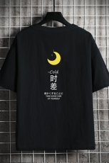 YT26047-P30亚麻短袖t恤男大码五分袖男宽松七分袖网格挂拍，男装T恤，电商A040A