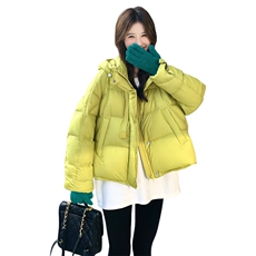 柠檬黄超好看小个子短款羽绒服女2025冬新款时尚宽松加厚连帽外套，女装羽绒服，2C218