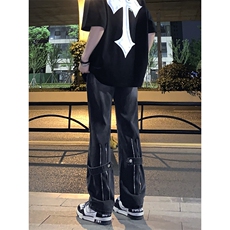 B221美式ins高街暗黑系小众拉链直筒牛仔裤LK23073-P65控88，男装牛仔裤，电商B221