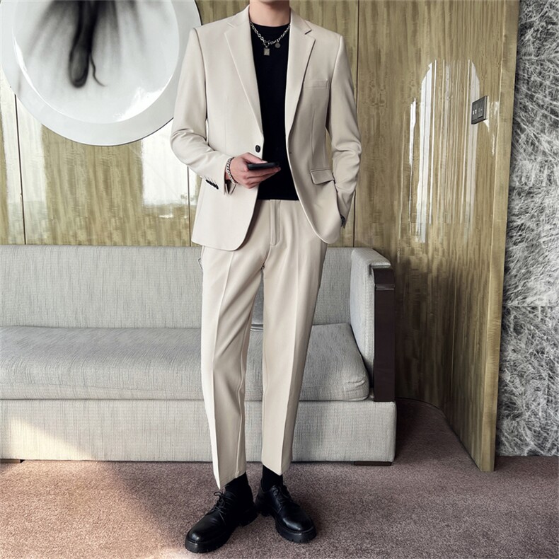 痞帅休闲潮流宽松轻熟风学院风西服套装男士网红外套秋冬款，男装西服套装，星座505-2（原电商A260-1)