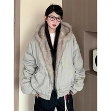 现货高品质美式高街冬季重磅硬挺短款座山雕毛领棉衣男女加厚外套，男装棉衣，电商A486-1