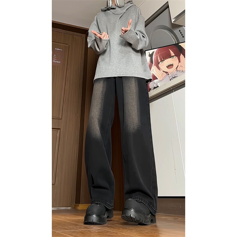 白色宽松直筒牛仔裤男生长裤KD619-P45控68,男装牛仔裤,电商D312-1