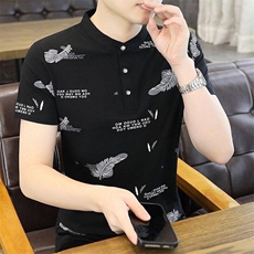 25101-P35春季休闲时尚T恤男短袖打底衫商务休闲修身立领POLO衫，男装T恤，电商D310B-1