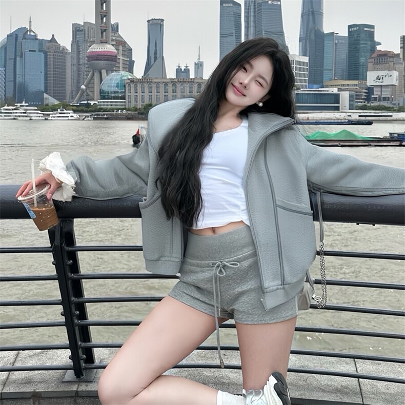 抖音得物高品质秋冬美式高街重磅结构辑明线纹理连帽卫衣外套W111,男装卫衣,电商A486