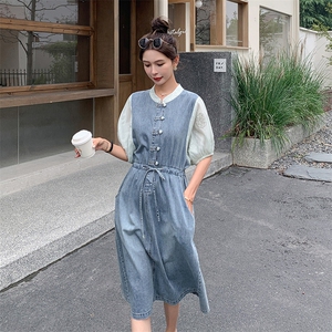 时尚显瘦夏季牛仔连衣裙中长款女气质百搭宽松显高裙子图片