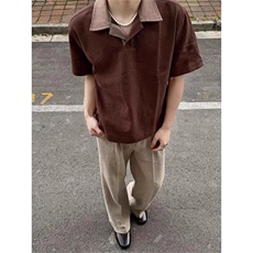翻领短袖polo衫男潮牌夏季t恤韩版修身潮流2025新款百搭体恤上衣，男装T恤，四季星座505
