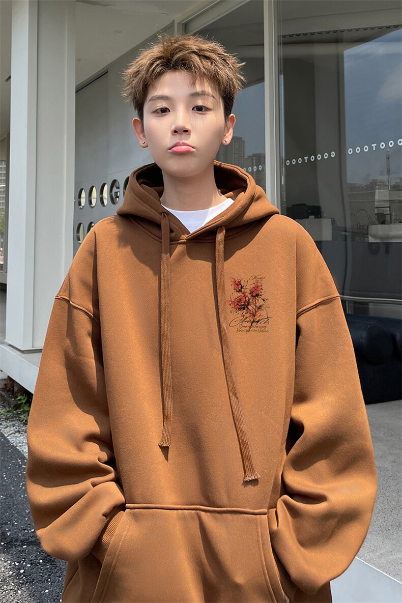 已注册/华棉春秋外景重磅复古宽松连帽卫衣男WY00724/P45加绒P50,男装卫衣,电商B316