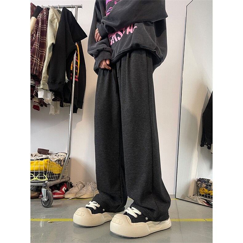 07宽松直筒糯米裤坠感灰色阔腿裤针织运动长裤XZ211-1-K2355-P60，女装休闲裤，星座211-1