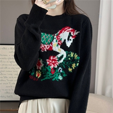 2025年秋季时尚百搭通勤简约休闲旋转木马，女装羊毛衫，佰米娇羊绒