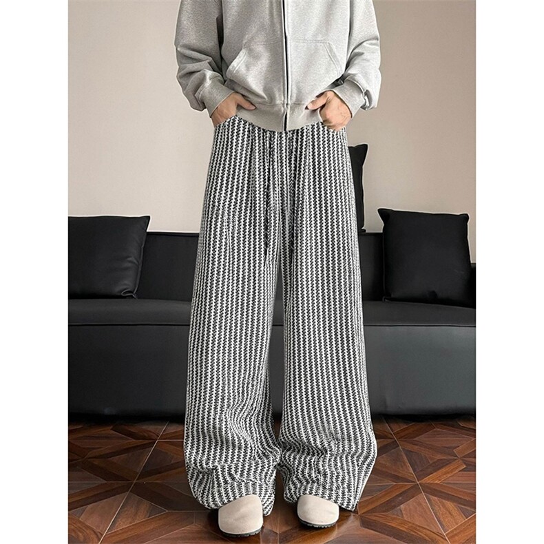 现货A2212TP38控68-秋季新款慵懒风鱼骨纹休闲裤子男宽松直筒裤，男装休闲裤，电商B241