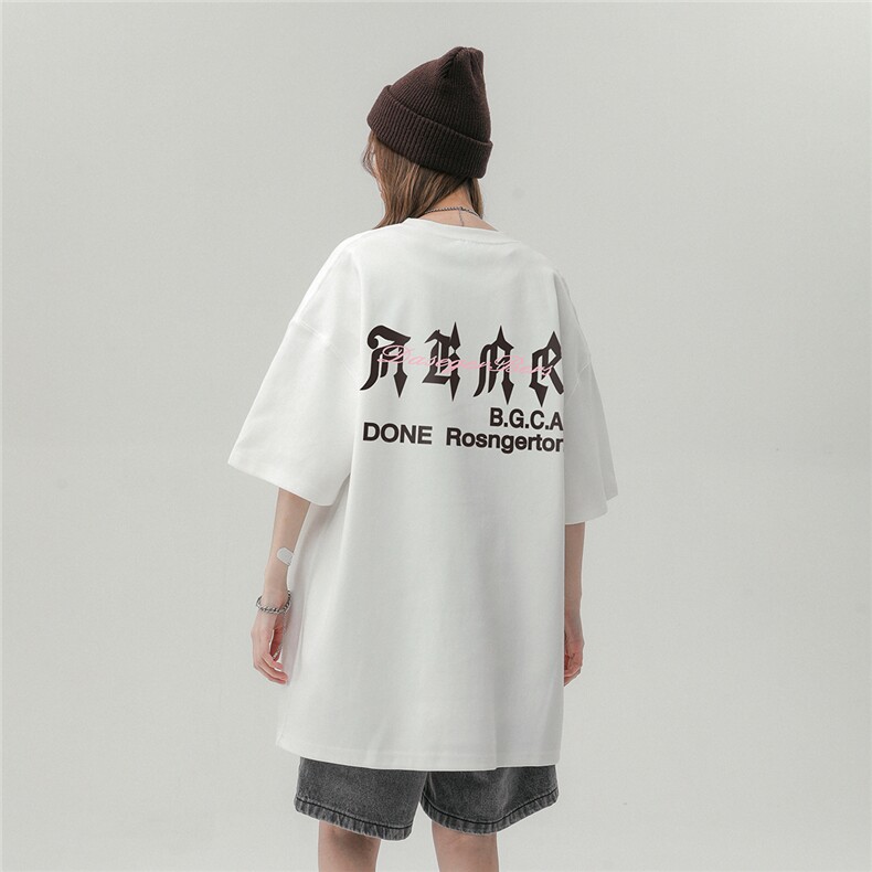 中性风新款夏季时尚百搭宽松字母印花100棉短袖T恤T1175P25控38,男装T恤,A247A