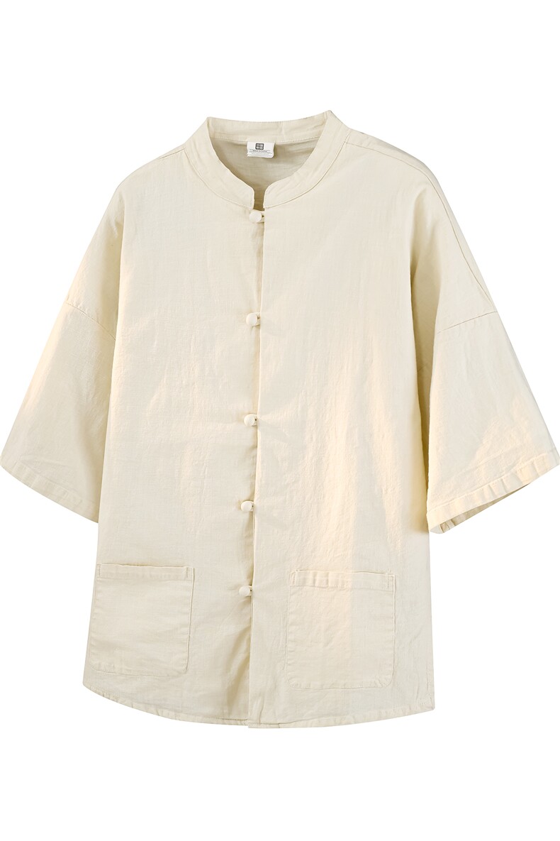 8XL-M风大码夏短袖衬衫男外套棉麻七分袖上衣CS505P60控78,男装T恤,电商D206-1