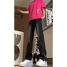 美式ins高街hiphop拉链直筒重工艺水洗牛仔裤货号K685P55，男装牛仔裤，电商A063