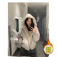 现货高品质美式高街冬季重磅硬挺短款座山雕毛领棉衣男女加厚外套，男装棉衣，电商A486-1