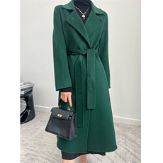 2025年夏季常规中长款长袖纯色系带大衣时尚百搭简约大方，女装双面呢大衣，蒙绒特