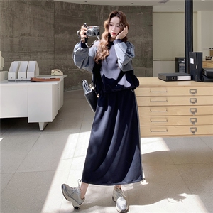 户外运动休闲卫衣套装裙女2025秋季新款宽松抽绳上衣半身裙两件套图片