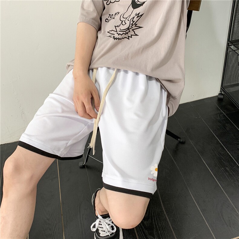 LK32059-P30小雏菊假两件运动短裤男大码五分裤男沙滩裤男港风,男装休闲裤,电商A040A