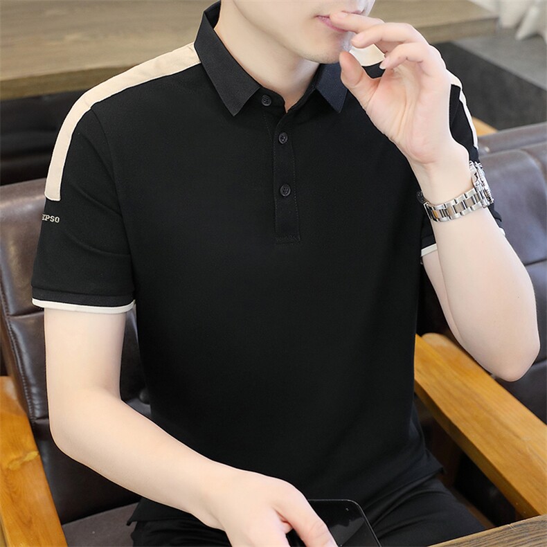 2025夏季男士新氧棉POIO衫短袖时尚修身休闲短袖8077-P26,男装T恤,星座1215-1