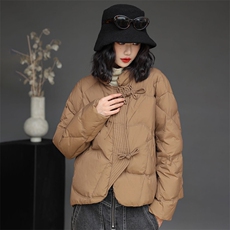 新中式盘扣轻薄羽绒服女2023冬季新款时尚洋气立领小个子鸭绒外套，女装羽绒服，阳光伊恋
