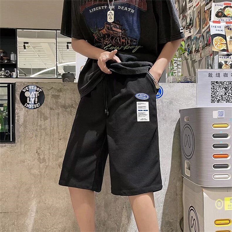 夏季华夫格短裤宽松学生韩版贴标冰丝华夫格五分短裤HK81P23,男装休闲裤,星座1116-2