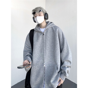 65棉420g重磅开衫连帽纯色卫衣全铜双拉链头 KS08-P65图片