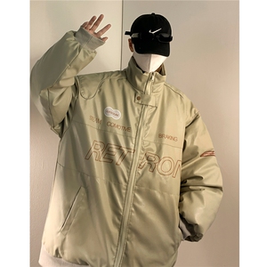 2026新款美式PU皮棉衣冬季加厚棉服潮牌机车外套ins男 D233 P128图片