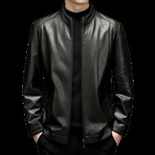 2023春季新款皮衣中年男士立领皮衣商务休闲纯色百搭时尚男装外套，男装夹克，电商B212（原钱塘6029）