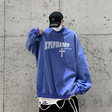 水洗做旧加绒加厚卫衣男23冬季高领十字架打底衫XZ514-2-X55-P78，男装T恤，星座514-2(原B239)