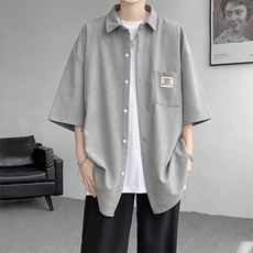 短袖衬衫男士夏季新款港风宽松大码灯芯绒衬衣CS005-P35，男装衬衫，星座214-3