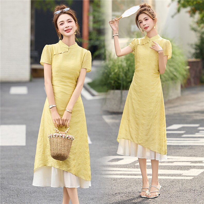新款新中式温柔风中式旗袍连衣裙，女装连衣裙，布芭啦