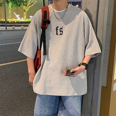 华夫格短袖t恤男夏季潮牌潮流oversize美式复古短袖T0150-P40，男装T恤，星座308B-2