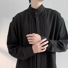 追品立领新中式衬衫男2024新款韩版内搭宽松气质长袖衬衣C321/P38，男装衬衫，星座506