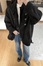 港风翻领麂皮绒羊羔毛金属飞机扣设计棉衣男YG77108P135控178，男装棉衣，星座227-7