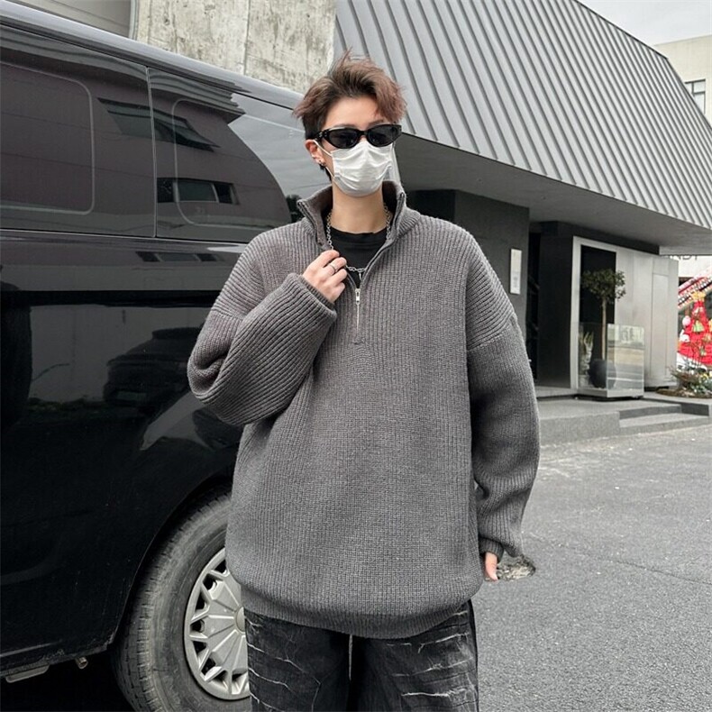 美式潮牌秋冬季新款复古毛衣开衫男女宽松针织衫MZ782-P60图片