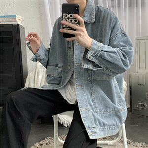 男士牛仔外套潮流复古韩版宽松帅气夹克男秋季新款水洗牛仔衣图片