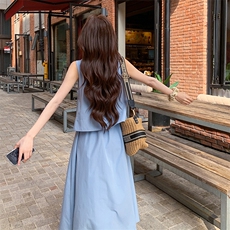 现货-夏季新款假两件连衣裙显瘦时尚连衣裙203-8930-P135-K189，女装连衣裙，浪娴服饰