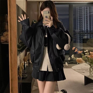 美拉德皮衣外套男女情侣2024春秋季新款美式机车服短款夹克冬图片