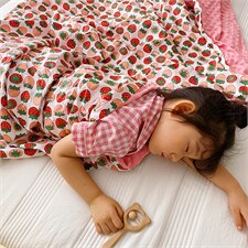 2024新款-40支贡缎3D豆豆绒被套毯四季款草莓派，床品套件被套，格格屋家纺（原汀滢家纺）