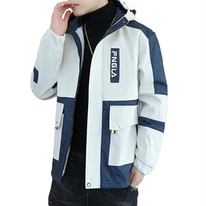冬季牛仔棉服男模特加厚夹克风衣保暖外套工装棉衣灰色866加绒图片