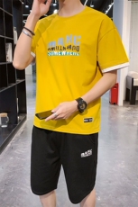 2021夏季新款短袖运动套装男港风短袖套装套头两件套H0803-P35，男装套装，星座217-4