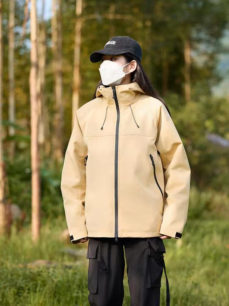 2025秋冬百搭时尚简约高领长袖拉链冲锋衣,女装短外套,衫都服饰