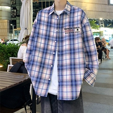港风23新款秋季时尚百搭美式宽松格子衬衫外套S681P38控58，男装衬衫，电商A268A