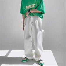 2025春款男士新款宽松白色直筒休闲裤牛仔裤K524/P45控69图片