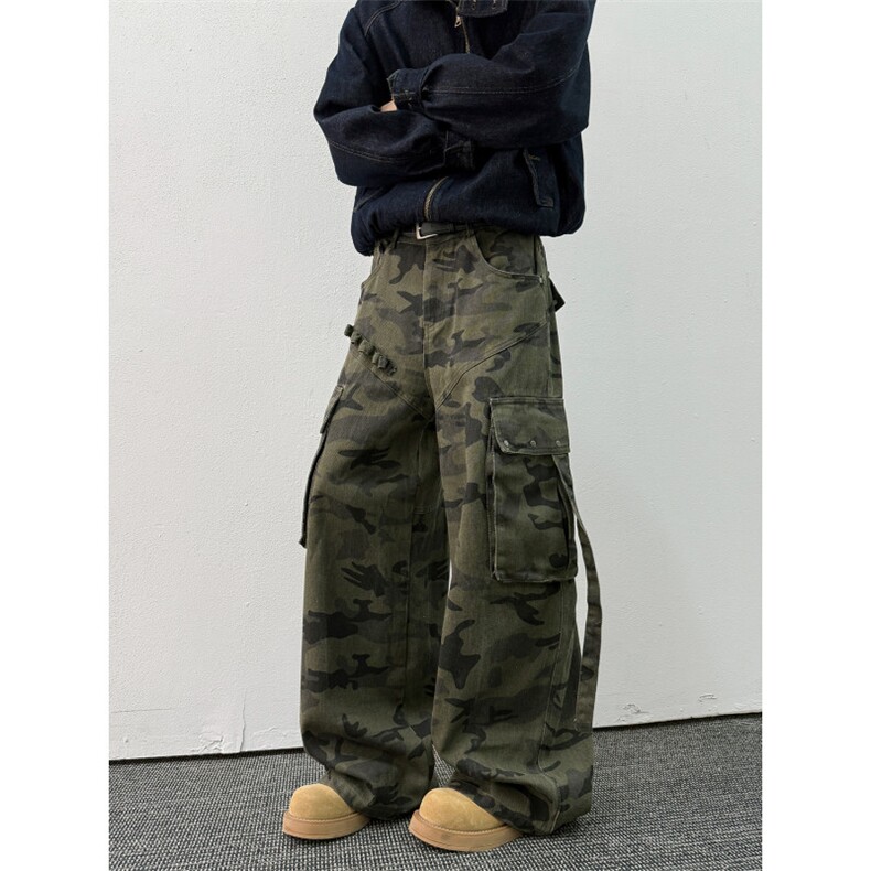 美式街头迷彩工装牛仔裤男休闲拖地阔腿裤多口袋长裤N0753-P65,男装牛仔裤,星座308B-2